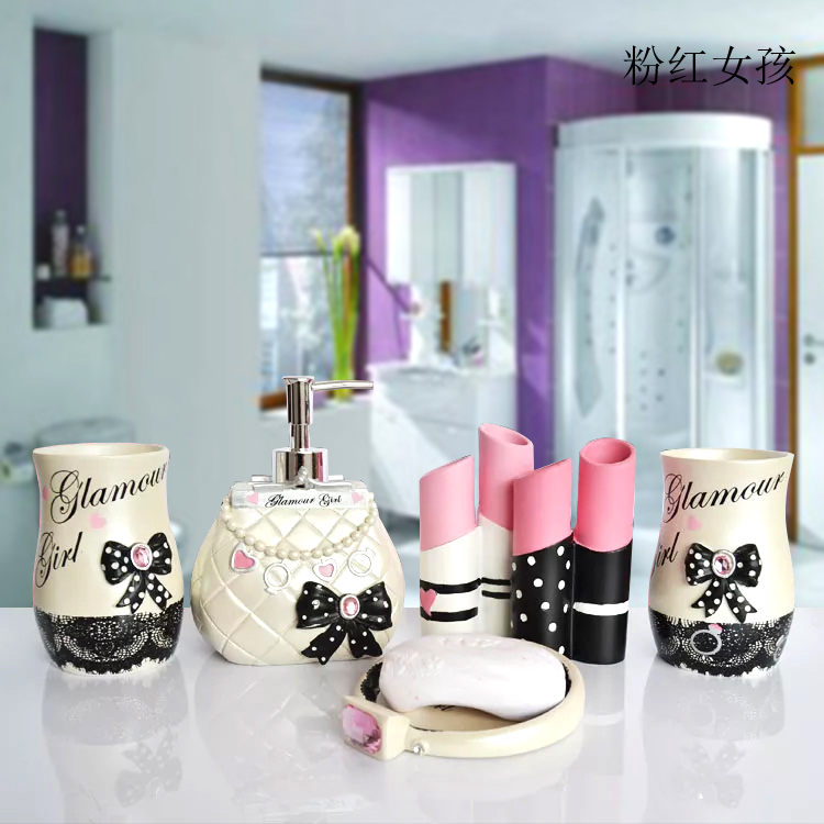 Wedding Bathroom Supply Kit - 5 قطعة الأزياء لوازم الحمام الراتنج